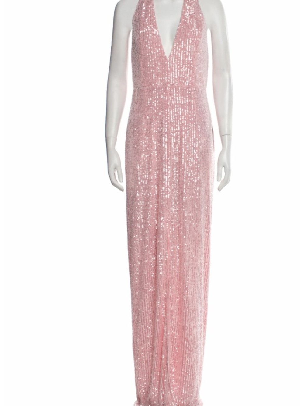 JAYGODFREY Halterneck Pink Sequin Backless Gown w/ Tags